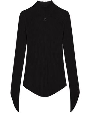 Courreges Ribbed Knit Top - Black