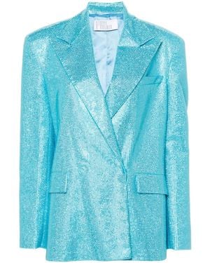 GIUSEPPE DI MORABITO Rhinestone-Embellished Double-Breasted Blazer - Blue