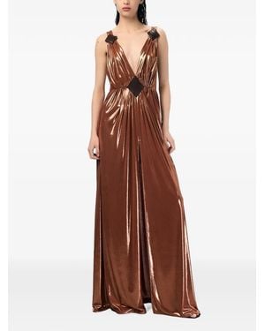 ANDRA ANDREESCU Diamond Metallic-Finish Maxi Dress - Brown