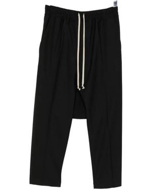 Rick Owens Drawstring Dropped-Crotch Trousers - Black