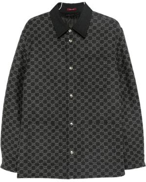 Gucci Monogram-Pattern Buttoned Jacket - Black