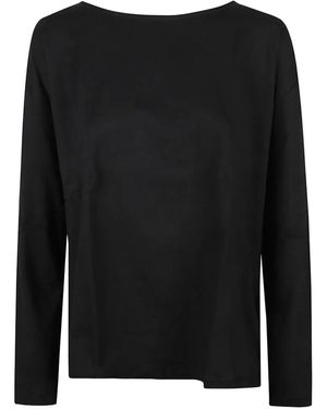 Majestic Filatures Boat-Neck Long-Sleeve T-Shirt - Black