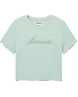 Musium Div. Logo-Embroidered Crop Top - Blue