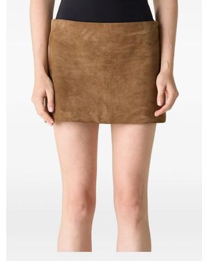 KHAITE Jett Suede Mini Skirt - Brown