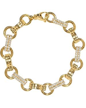 Azlee Robust-Motif Diamond Bracelet - Metallic