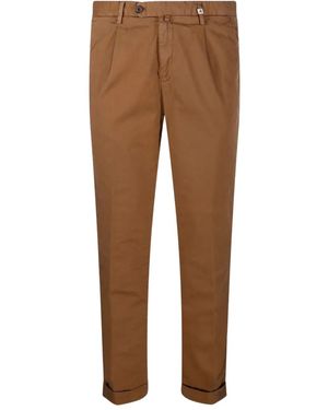 Myths Pleated Cuffed Straight Trousers - Brown