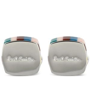 Paul Smith Striped-Pattern Cufflinks - Grey