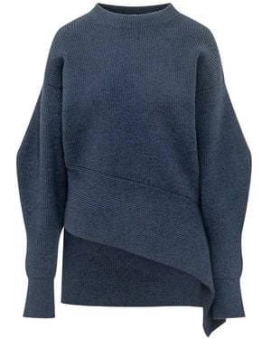 Givenchy Asymmetric Ribbed-Knit Sweater - Blue