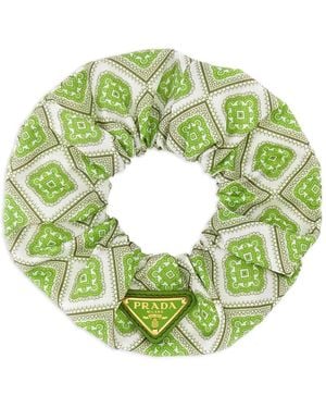 Prada Printed Twill Scrunchie - Green