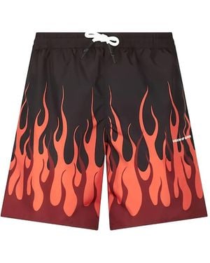 Vision Of Super Flame-Print Swim Shorts - Red