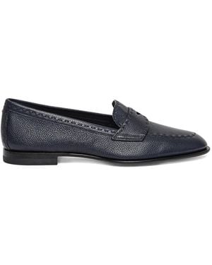 Santoni Round-Toe Penny Loafers - Blue