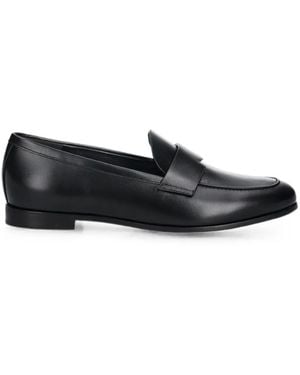 Max Mara Logo-Plaque Leather Loafers - Black