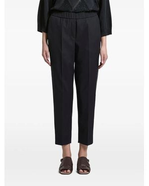 Peserico Side-Stripe Pressed-Crease Trousers - Black
