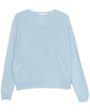 IVORY PARIS Dolly V-Neck Brushed-Finish Jumper - Blue