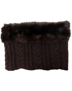 Urbancode Faux-Fur Trim Cable-Knit Snood - Black