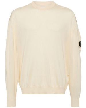 C.P. Company Long Sleeve Cotton Jumper - Natural