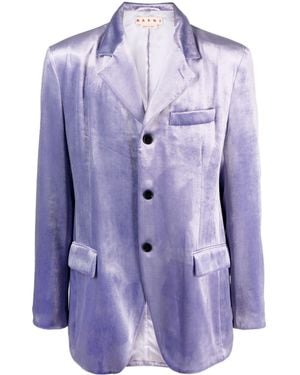 Marni Single-Breasted Velvet Blazer - Purple