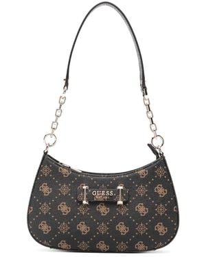 Guess Carrie Monogram Chain Shoulder Bag - White