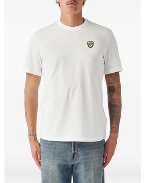 Blauer Logo-Patch T-Shirt - White