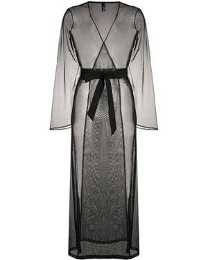 Maison Close Madame Rêve Sheer Belted Robe - Grey