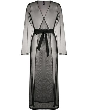 Maison Close Madame Rêve Sheer Belted Robe - Grey
