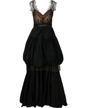 Zuhair Murad Asymmetrical Lace-Detail Gown - Black