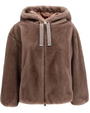 Herno Faux-Fur Hooded Jacket - Brown