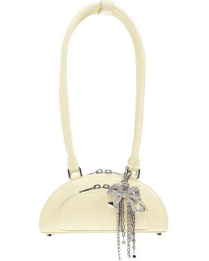 Self-Portrait Leather Charm-Detail Shoulder Bag - White