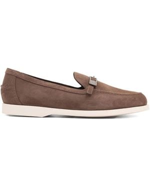 Le Silla Crystal-Buckle Loafers - Brown