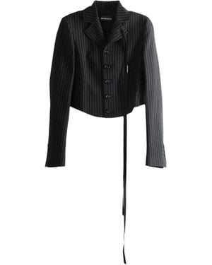 Ann Demeulemeester Manda Pinstripe-Pattern Cropped Jacket - Black