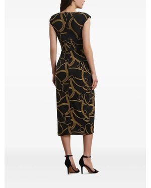 Ralph Lauren Belt-Pattern Midi Dress - Black