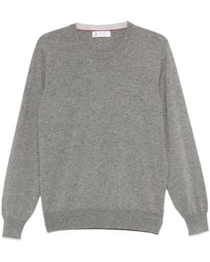 Brunello Cucinelli Kasjmier Trui Met Ronde Hals - Grijs
