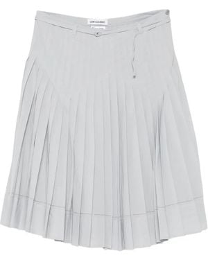Low Classic Pleated Midi Skirt - White