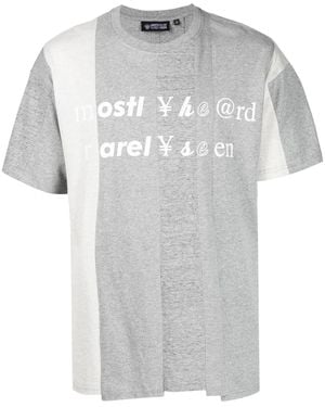 Mostly Heard Rarely Seen Spliced Logo-Print Cotton T-Shirt - Grey