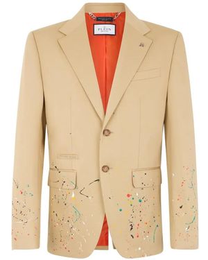 Philipp Plein Paint-Splash Blazer - White