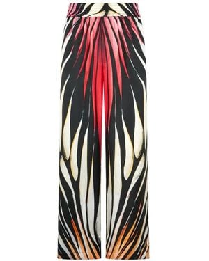 Roberto Cavalli Ray Print Silk-Satin Pants - White