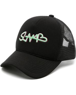 Amir Slama Embroidered-Logo Perforated Cap - Black