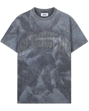 Gcds Logo-Studded Washed T-Shirt - Blue