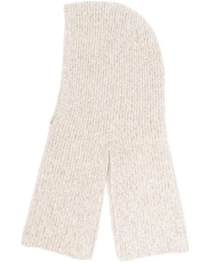 Eleventy Ribbed Wool Balaclava - White