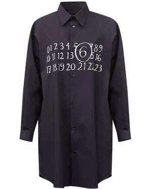 MM6 by Maison Margiela Signature Numbers Motif Shirt Dress - Blue