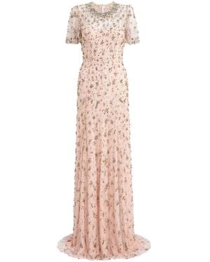 Jenny Packham Ambiance Beaded Maxi Dress - Pink