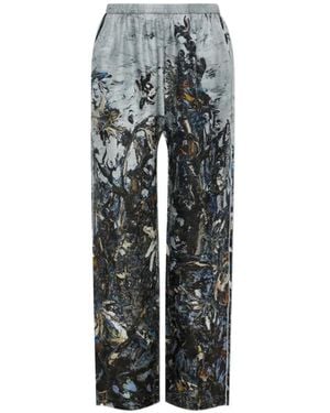 Munthe Varum Abstract-Print Silk Trousers - Grey