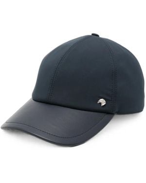 Stefano Ricci Leather-Trim Logo-Plaque Baseball Cap - Blue
