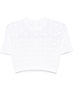 Givenchy Monogram 72-Jacquard Cropped T-Shirt - White