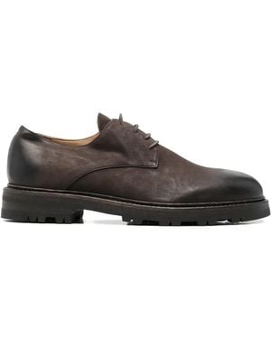 Ziggy Chen Burnished-Effect Lug-Sole Derby Shoes - Brown
