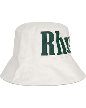 Rhude Logo-Print Bucket Hat - White