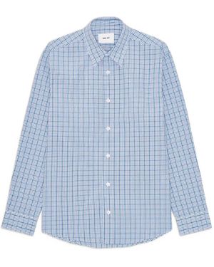 NN07 Quinsy Check-Pattern Long-Sleeve Shirt - Blue