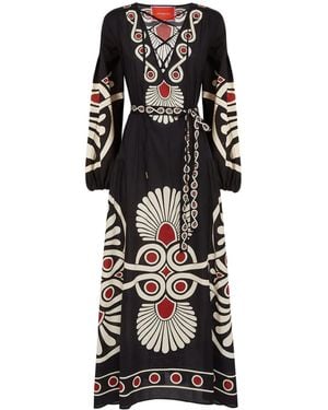 La DoubleJ Vivianna Printed Cotton Maxi Dress - Black