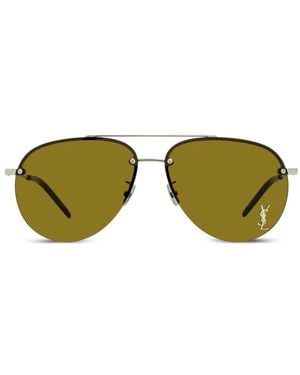Saint Laurent Lunettes De Soleil 11/F M Classic À Monture Pilote - Green