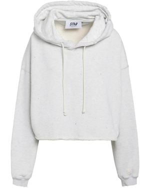 Golden Goose Distressed Cropped Hoodie - White